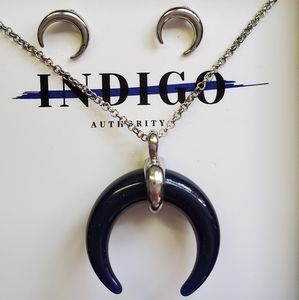 Crescent Horn Necklace and Earrings Set